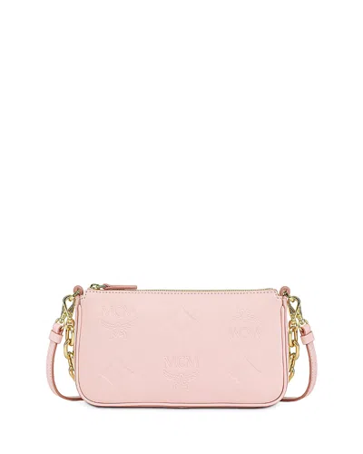 Mcm Aren Maxi Monogram Leather Crossbody Bag In Pink