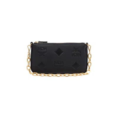 Pre-owned Mcm Aren Maxi Monogram Leather Pouch 'black' | Men's Size Onesize
