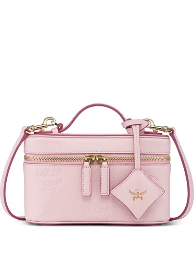 Mcm Aren Maxi Monogram Leather Vanity Case In Black