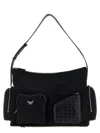 Mcm Nylon Shoulder Bag With Spacious Compartments In Black