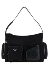 Mcm Nylon Shoulder Bag With Spacious Compartments In Black