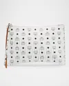 Mcm Aren Medium Visetos Slit Leather Crossbody Bag In White