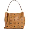 Mcm Aren Monogram Coated Canvas Shoulder Bag In Brown
