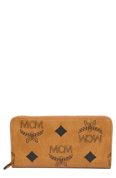 Mcm Aren Monogram Contintental Wallet In Brown