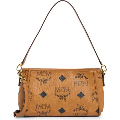 Mcm Aren Monogram Convertible Shoulder Bag In Brown