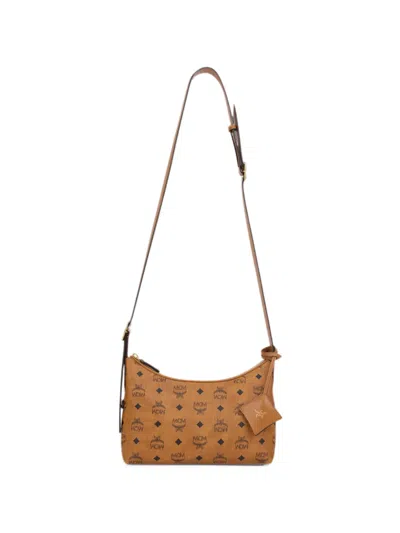 Mcm Aren Monogram Shoulder Bag In Brown