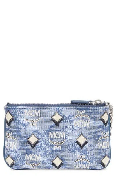 Mcm Aren Monogram Wallet In Blue