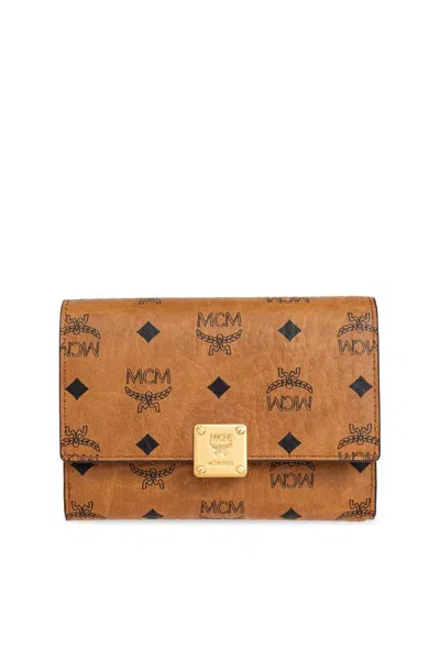 Mcm Aren Monogrammed Trifold Wallet In Brown