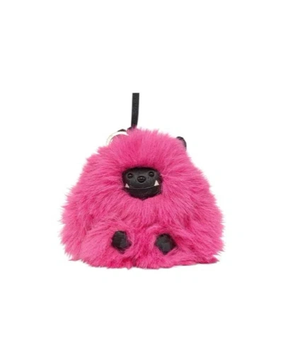 Mcm Aren Monster Charm In Faux Fur Visetos In Pink