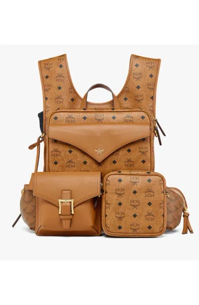 Mcm Aren Multi-backpack In Brown