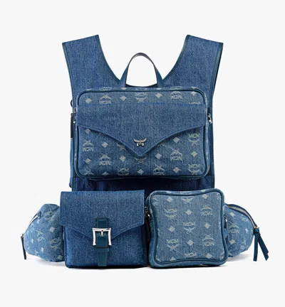 MCM AREN MULTI-BACKPACK IN MONOGRAM DENIM JACQUARD