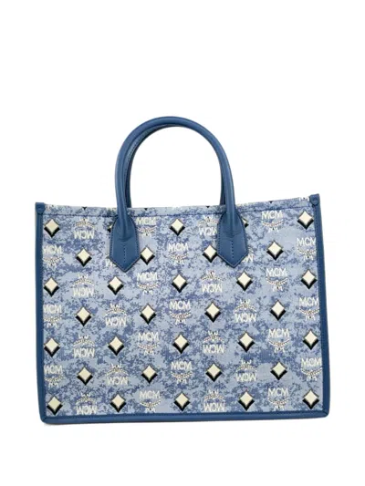 Mcm Aren Munchen Denim Tote Bag In Blue