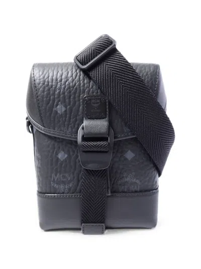 Pre-owned Mcm Aren N/s Monogram-pattern Cross Body Bag In Black