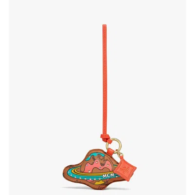 Mcm Aren Planet Charm In Monogram Recycled Nylon In Orange