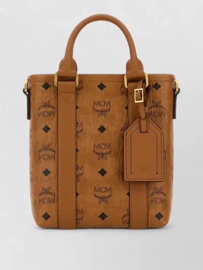 Mcm Aren Printed Canvas Mini Shoulder Bag In Brown
