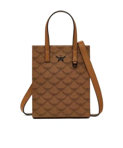 Mcm Aren Printed Shoulder Bag In Brown