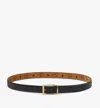 Mcm Aren Reversible Belt 1.3" In Embossed Monogram Leather In Black