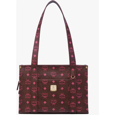 Mcm Small Aren Visetos Tote Bag In Brown