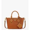 Mcm Aren Shopper In Econyl And Monogram Print Leather In Green