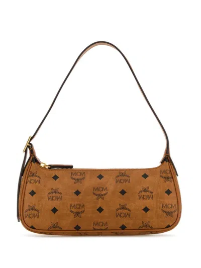 Mcm Aren Logo Printed Shoulder Bag In Brown
