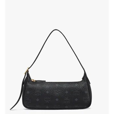 Mcm Aren Shoulder Bag In Visetos In Black