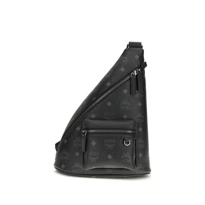 Mcm Aren Sling Printed Canvas Backpack In Black