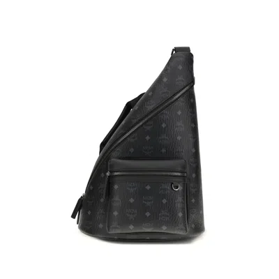Mcm Aren Sling Printed Canvas Backpack In Black