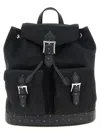 Mcm Aren Leather-trim Nylon Drawstring Backpack In Black