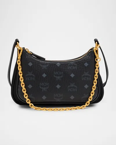 Mcm Aren Small Visetos Crossbody Bag In Black