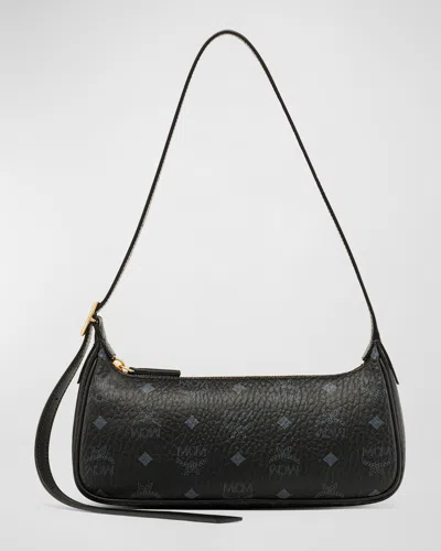 Mcm Aren Small Visetos Shoulder Bag In Black