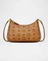 Mcm Aren Small Visetos Zip Shoulder Bag In Cognac