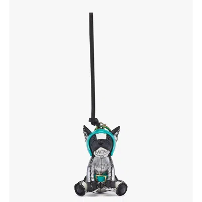 Mcm Aren Space Bulldog Charm In Visetos In Black