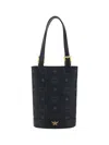 Mcm Mini Aren Vi Visetos Coated Canvas Bucket Bag In Black