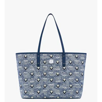 Mcm Aren Tote In Denim Visetos In Multi