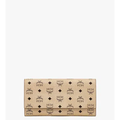 Mcm Aren Trifold Wallet In Visetos In White