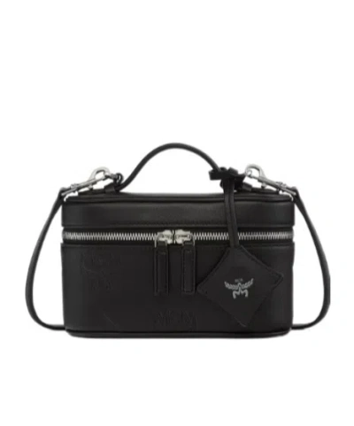 Mcm Aren Vanity Case In Maxi Monogram Leather In Black