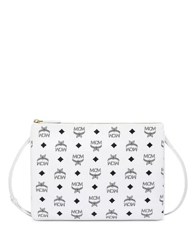 Mcm Aren Vi Flat Pouch Medium In White