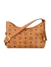 Mcm Aren Visetos Monogram Hobo Bag In Cognac