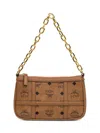 Mcm Aren Monogram-pattern Chain Shoulder Bag In Brown