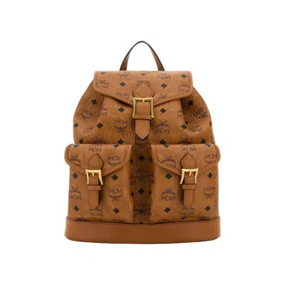 Pre-owned Mcm Aren Vi Small Backpack 'cognac' | Tan | Men's Size Onesize In Brown