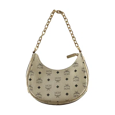 Pre-owned Mcm Aren Vi Small Hobo Bag 'beige/black' | Cream | Men's Size Onesize In White