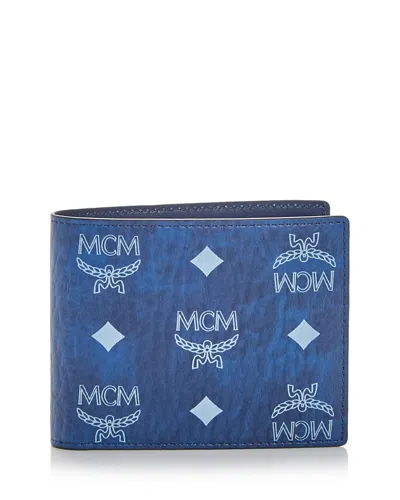 Mcm Aren Visetos Bifold Wallet In Blue