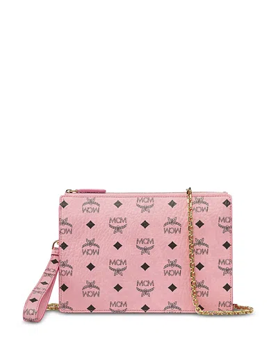Mcm Aren Visetos Canvas Pouch In Pink
