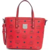 Mcm Aren Visetos Coated Canvas Tote In Candy Red