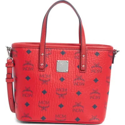 Mcm Aren Visetos Coated Canvas Tote In Candy Red