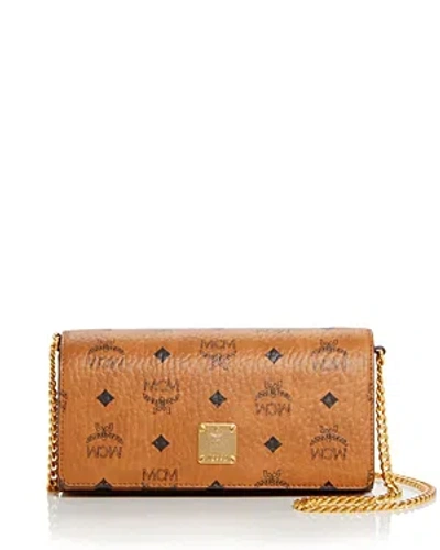 Mcm Aren Visetos Crossbody In Cognac