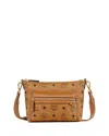Mcm Aren Visetos Faux Leather Crossbody In Cognac