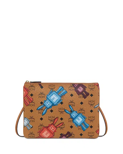 Mcm Aren Visetos Flat Pouch In Brown