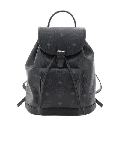 Mcm Aren Visetos Logo Backpack In Black