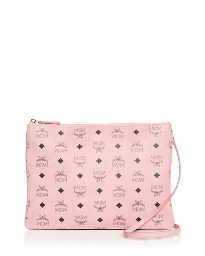 Mcm Aren Visetos Medium Pouch In Soft Pink